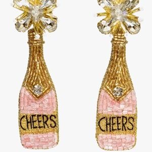 Pink CHEERS Champagne Earrings